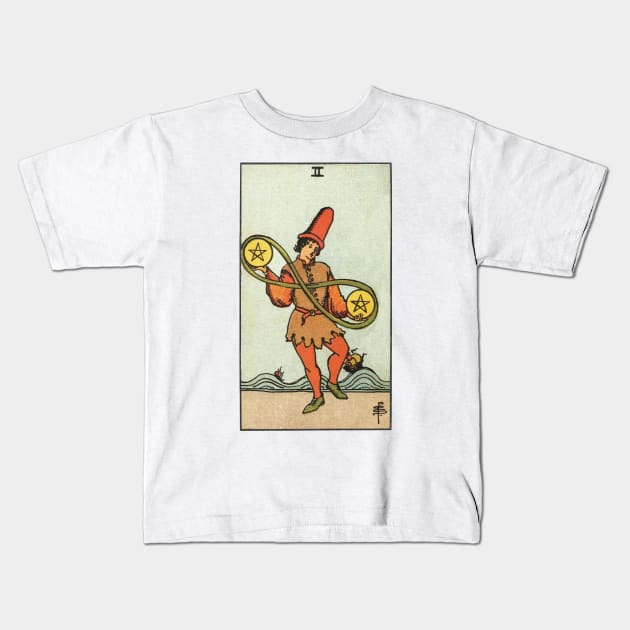 TWO OF PENTACLES Kids T-Shirt by WAITE-SMITH VINTAGE ART